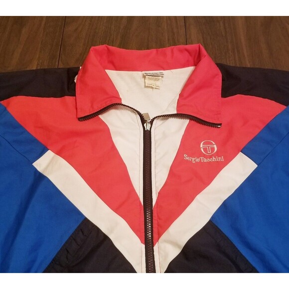 Sergio Tacchini Windbreaker Men's Size 40 Track Jacket Blue Red White Royal Navy - Picture 3 of 5